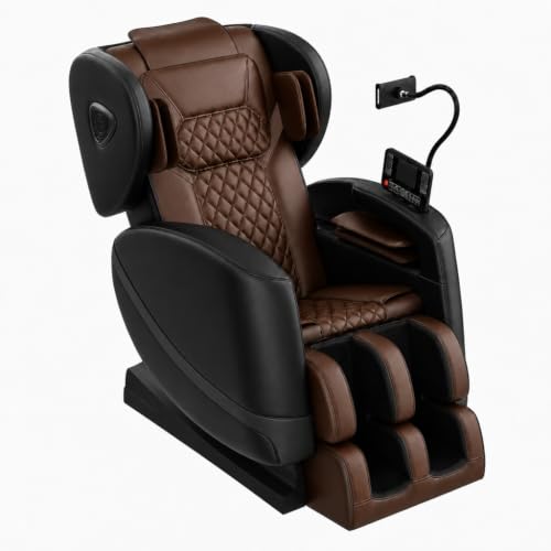 FURNIMAT Massage Chair Full Body Zero Gravity Recliner, Deep Black Brown