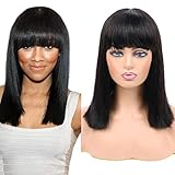 ❤ Excellent Quality : Brazilian Straight Short Bob Human Hair Wigs, Can Be Dyed and Curled, Can be Restyled as you wish.