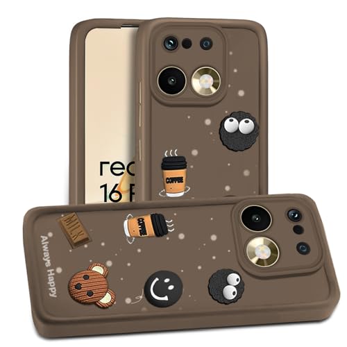 Image of AESTMO Back Case Cover for Realme 16 Pro Plus 5G Cover | Cute Fun Cartoon 3D Ball | Coffee Silicone Case | Full Body Protection | Camera Protection Back Realme 16 Pro Plus 5G (Brown)
