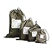 Elonglin Lot de 4 organiseurs de Bagage Petit Sacs à Cordons Réglable Sac de Rangement en Nylon imperméable Portable Stockage Trousse Voyage Piscine Chaussures Jouet Gym Café