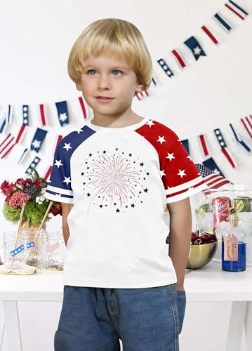Image of CAZYCHILD Girls 4th of July USA Shirt American Flag Patriotic T-Shirt Independence Day Outfit for Kids 5-14Years