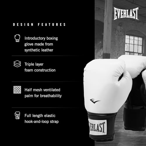 Image of Everlast Prostyle 2 Boxing Gloves, Entry Level Training Gloves for Men and Women, Secure Fit Hook and Loop Closure & Ventilation, Heavy Bag & Speedbag Training