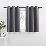 NICETOWN Kitchen Blackout Window Treatment Valances - Thermal Insulated Home Decor Blackout Grommet Tier Curtains Drapes (42W by 36L + 1.2 Inches Header, Grey, 1 Pair)