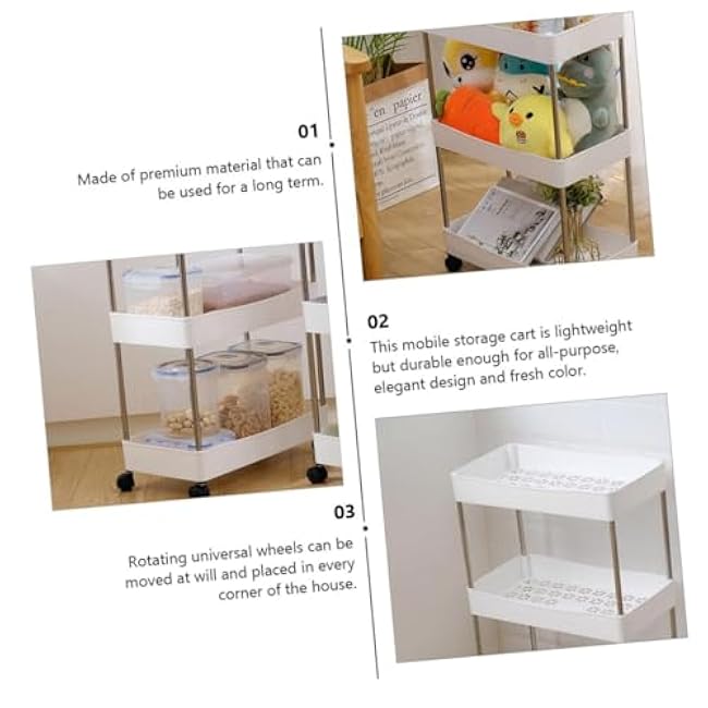 Multi-Purpose Rolling Storage Rack Kitchen Organizer Shelf with Wheels Frame Removable Cart for Bathroom Bedroom Balcony and Office Storage-CPppxTxR