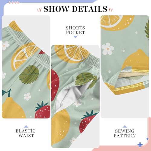 ZZXXB Lemon Strawberry Boys Long Pants Soft Trousers Elastic Waist Kids Lounge Bottoms with Pockets S-XL4