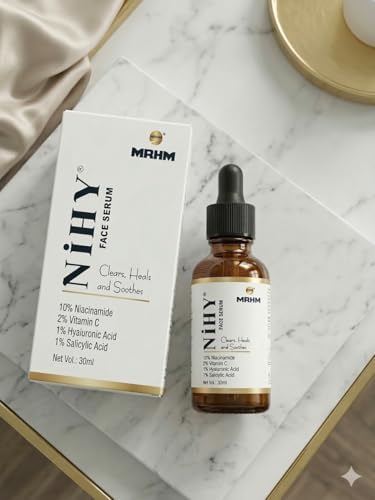 Image of NIHY Face Serum for Glowing Skin By MRHM |10% Niacinamide, Vitamin C, & Hyaluronic Acid (30ml)