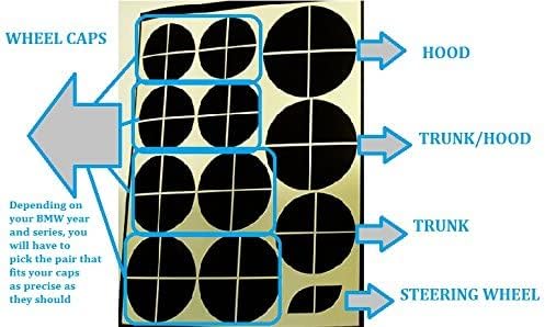 Miniatura 2 de Atlas Auto Sports - Compatible con BMW, calcomanías de vinilo negro mate para todos los emblemas, gorras, logotipos, insignias Roundels
