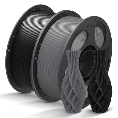 ANYCUBIC Filament PLA pour Imprimantes 3D, 2KG de Filament PLA de 1,75 mm pour l’impression 3D sur Imprimante 3D et Stylo 3D, Avec RFID, Noir + Gris