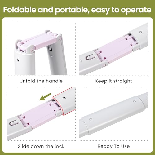 Image of Dog Pooper Scooper Portable with Bag Attachment, One Handed Foldable Design, Includes 120 Waste Bags and Dispenser, 28 Inch Handle for Grass Yard Gravel Cleanup (Purple)
