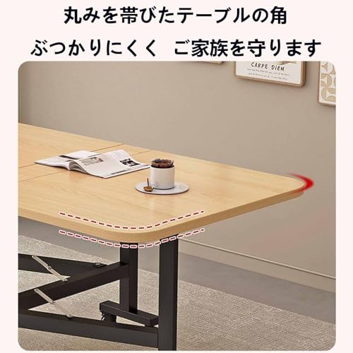 ダイニングテーブル 折りたたみテーブル 家庭用 100×60×74cm 省スペース 角が丸い 広い天板 設置面積が小さい 安定感がある リビングやキッチンでの使用に最適(白) [5]