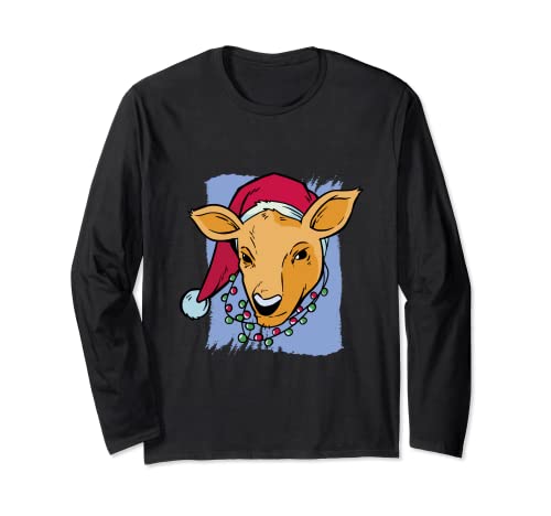 Reh mit Weihnachtsmann Mütze Xmas für Jäger Langarmshirt