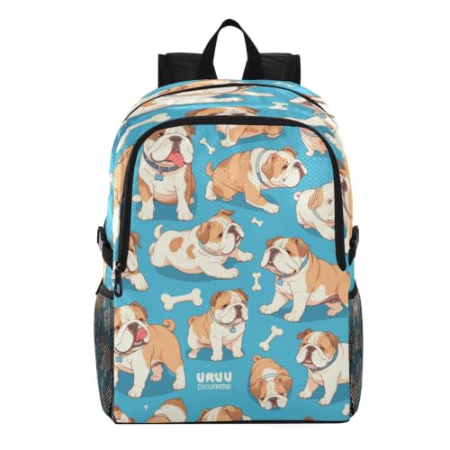 Sac à dos pliable bouledogue mignon bleu compact et léger