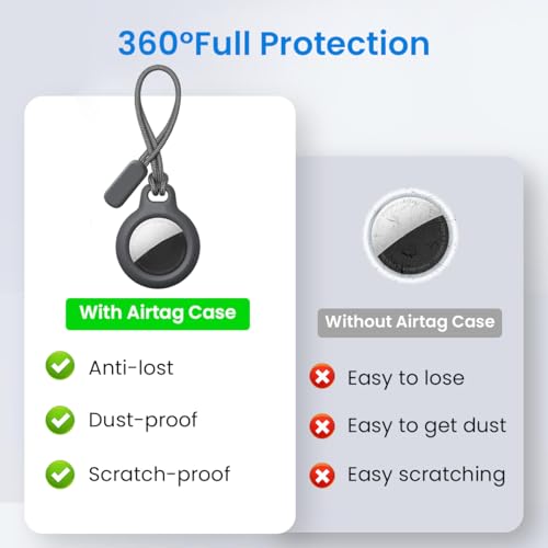 Image of ZORBES 2Pcs Silicone AirTag Holder with Nylon Strap Waterproof Silicone AirTag Holder for Keychain,Pets,Items Bag Backpack Luggage No Black+White
