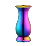 QOBIMOON Brilliant Stainless Steel Tabletop Vases/Desktop Stainless Steel Flower Vase for Home 4.2'X 8.8'-Rainbow Color