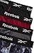 Reebok Mens Boxer Briefs - 4 Pack 6'' Inseam Stretch Performance Underwear Quick Dry Moisture Wicking Boxers, Size Medium, Black/Tibetan Red/Blackened Pearl/Black Print