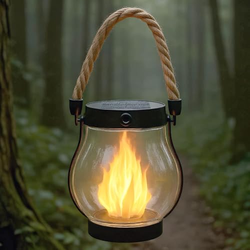 Lanterne solaire extérieur avec charge USB et design flamme vacillante autonome - 3