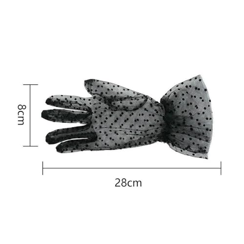 Guantes de malla elástica largos tipo tul fino transparentes con lunares 6