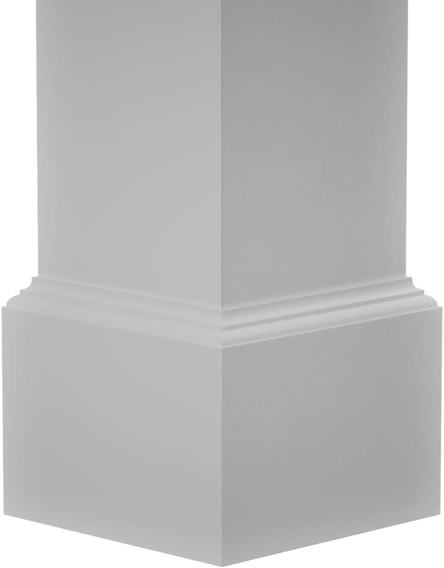 Ekena Millwork 10"W x 9'H Premium Square Non-Tapered Smooth PVC Endura-Craft Column Wrap Kit, Mission Capital & Base