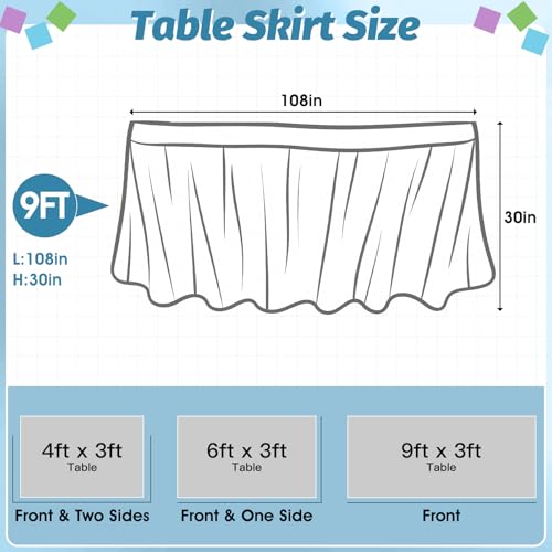 Image of 9FT Blue Checkered Table Skirt Ruffle Colorful Teacher Desk Skirts for Classroom Decorations Rectangle Table Cover Skirt for Back to School Party Supplies Kindergarten Office Dorm Bookcase Cabinet
