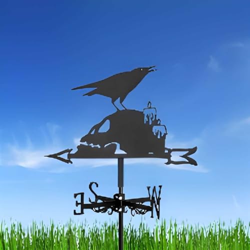 Banderuole da Esterno,banderuola in Metallo con Strega e Drago 2 1. Decorazione per Giardino pensile Artigianato la casa Basset Hound (Corvi Che calpestano Le Pietre).