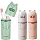 Bogoro 3 pcs Zahnbürsten Etui Kinder Zahnbürsten Karikatur Katze Tierzahnputzbecher personalisiert Tragbar Zahnputzbecher Reisen Für Camping Reisen Zuhause Reisen Camping Schule (Weiß, Grün, Rosa)