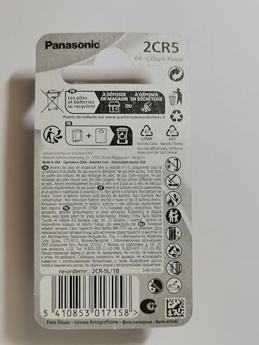 Pila de Litio Panasonic 2CR5 caja de 10 unidades blister de repuesto industrial 3