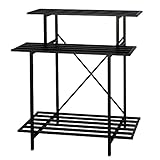 Soporte de planta para exteriores de 3 niveles para balcón, estante de almacenamiento de metal/soporte de exhibición independiente