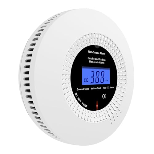 iMeistek Détecteurs de fumée et de monoxyde de Carbone,détecteurs de fumée et de monoxyde de Carbone combinés pour la Maison,avec Affichage numérique,en 50291 & en 14604.1 pièce