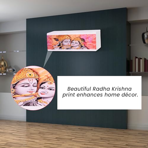 Image of Printed Split Ac Cover Indoor Unit For 1.5 Ton Capacity AC, Inner Unit Ac Cover, All Weather Cover /Attractive Digital Prints /Dustproof /Silken water-resistant Split Ac Cover (Radha Krishana)