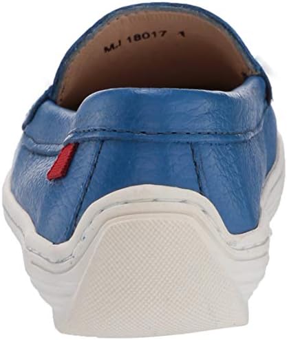 Marc Joseph New York Leather Made in Brazil Heart Detail Penny Driver Loafer, Royal Blue Grainy, 2.5 US Unisex Little Kid | Image 2