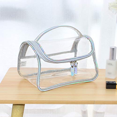 Large Clear Makeup Bag with Zipper and Handle Waterproof Transparent Portable Travel Cosmetic