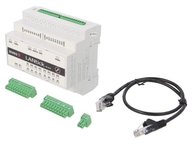 LANTICK PE-16-0 Sortie numérique 1 port LAN et 16 sorties INV pour boîtier rail DIN