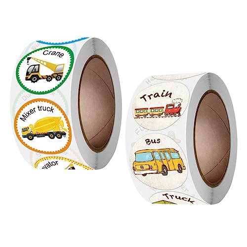 BCOATH 2 Rollos De Pegatinas De Excavadora Pegatinas De Motivación Escolar Suministro Para Niños Pegatinas De Vehículos Pequeños Pegatinas De Incentivos Pegatinas De Recompensa Pegatinas