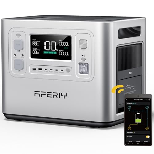 Image of AFERIY P210 Portable Power Station 2400W (4800W Peak),2048Wh LiFePO4 Battery Generator with 1100W AC Charging & 500W Solar Charging,for Home Backup,Outdoor Camping, RVs, Emergencies, Power Outages