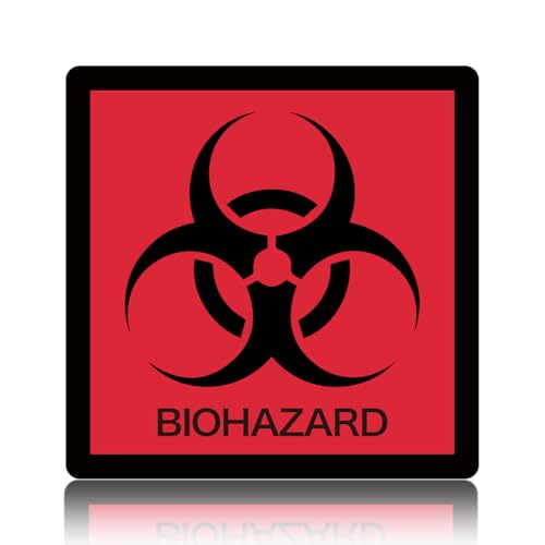 Biohazard Stickers, Waterproof Hazardous Waste Labels, Self Adhesive Bio Hazard Decal Anti Fading Hospitals and Industrial Use Universal Biohazard Symbol