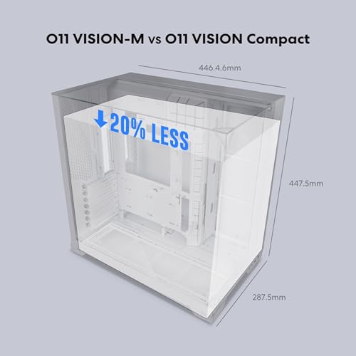 Image of Lian Li O11 Vision-M mATX PC Case, 1 x 140mm Fan, High-Airflow, White | 410mm GPU | Second Chamber AIO Design | Triple Tempered Glass Panels | Supports 360mm AIO & ATX PSUs (O11VMW)