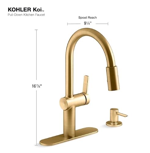 Kohler Koi R22940-Sd-2Mb Pull Down Kitchen Faucet With Soap Dispenser Vibrant Brushed Moderne Brass Finish #TOP5