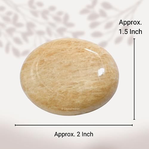 Image of Crystal Heaven Certified Cream Moonstone Crystal Palm Pebbles Stones for Anxiety Stress Relief Massage-AAA Grade Orignal Healing Gemstone Agate Palm Stone for Yoga Meditation Spiritual Reiki Feng Shui