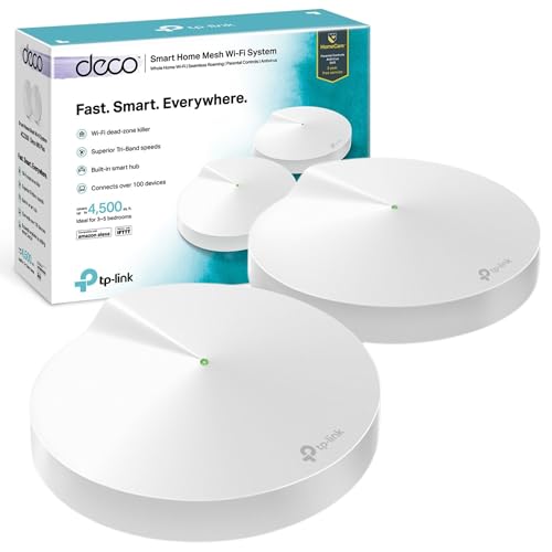 Image of TP-Link Deco M9 Plus Whole Home Mesh Wi-Fi, Up to 4500 sq ft Coverage, Works with Amazon Echo /Alexa and IFTTT, Wi-Fi Booster, Antivirus and Parental Controls Router (2-Pack)