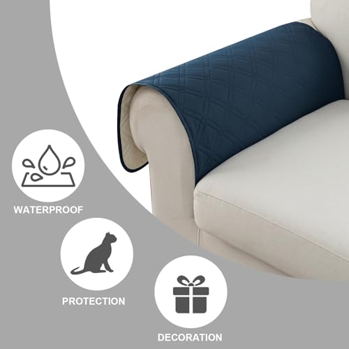 Image of Genina Sofa Armrest Cover, Anti-Slip Armchair Slipcovers for Dogs Cats Pet, Water Resistant Couch Arm Cover for Backrest Recliner Loveseat, L Shaped Sofa, 23.6 x 27.5 Inches(2 Pieces)