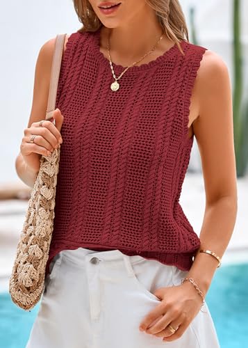 Image of KIRUNDO Beach Vacation Clothes for Women Spring Summer Crochet Sweater Vest Tank Tops Cover Ups Resort Cruise Outfits 2026