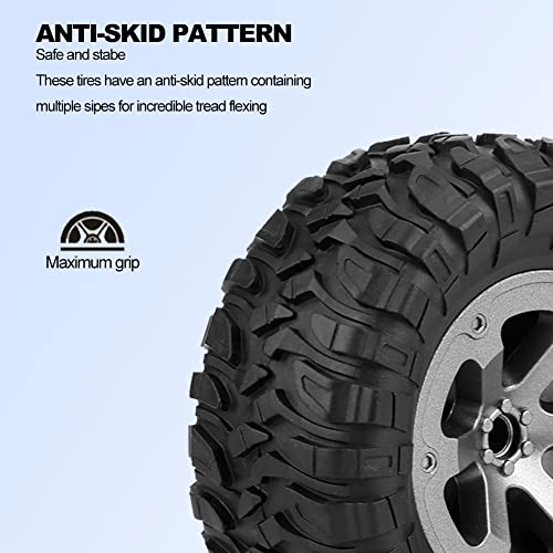 Tbest Neumáticos de Oruga de 4 Piezas RC, Llantas de Goma Grappler Rueda de plástico con llanta de Goma para Coche RC - imagen 4