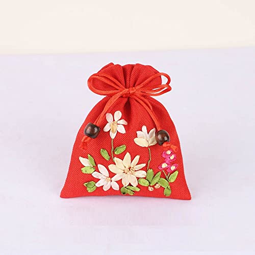 4 bolsas sachet de lino 10.5x14 cm color rojo miniatura 1