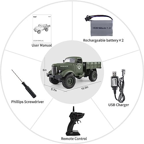 JJRC Rc Cars Rc Trucks Military Off-Road Crawler Rc Trucks, 1:16 Scale 6WD 2.4Ghz Remote Control Trucks Army Cars Toys for Boys Adults and Kids - Thumbnail 6