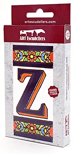 House letters 4 inch. Handpainted house letter tiles for signs addresses and names. Address numbers for houses. House address numbers and letters. Design FLORES MEDIANO 4,29" x 2,13" (LETTER Z) - Image 3