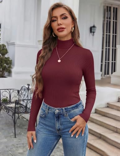 Womens Turtleneck Tops Winter Ribbed Long Sleeve Shirts - image 2