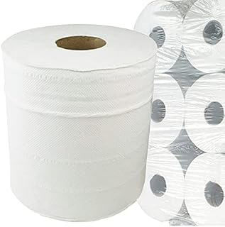 12 Rolls Centrefeed White 2ply Paper Towels Embossed Wiper Cleaning Multipurpose Wiper Roll