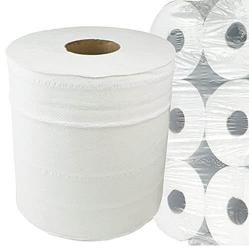 12 Rolls Centrefeed White 2ply Paper Towels Embossed Wiper Cleaning Multipurpose Wiper Roll
