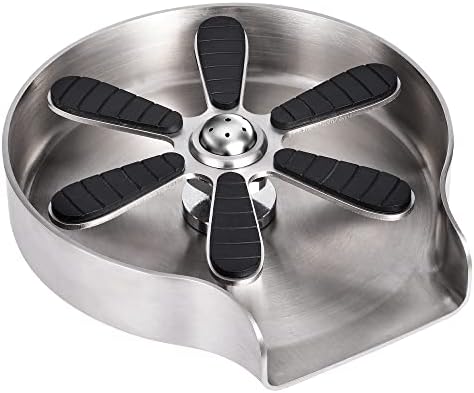 Ever Variety Glass Rinser for Kitchen Sink- Brushed Nickle Kitchen Sink Glass Rinser- 304 Stainless Steel Glass Washer for Kitchen Sink- Baby Bottle Rinser Sink Attachment with Silicon Arms