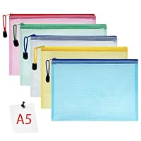 Vicloon Dokumententasche A5, 5 Stücke Zip Tasche, bunte wasserdichte Dokumententasche mit Reißverschluss, Mesh Beutel mit Reißverschluss Datei Zipper Tasche Reißverschlusstaschen